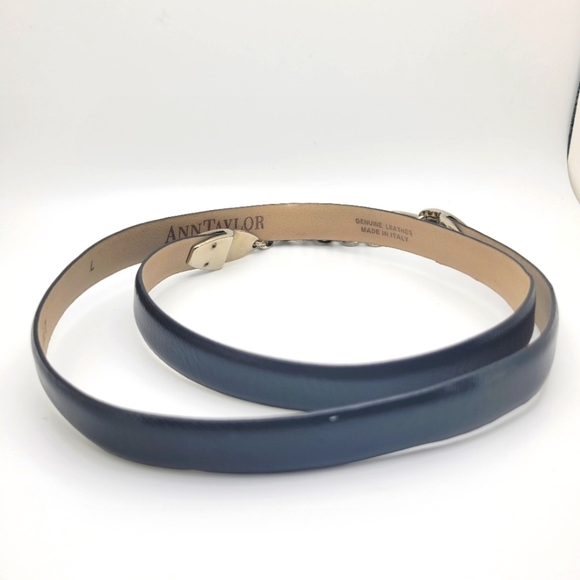 Large ANN TAYLOR Black Leathet Women's Chain Buckle Belt - Picture 3 of 9